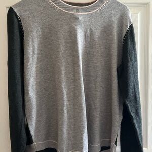 CHARLIE B Gray and Black Crewneck Sweater